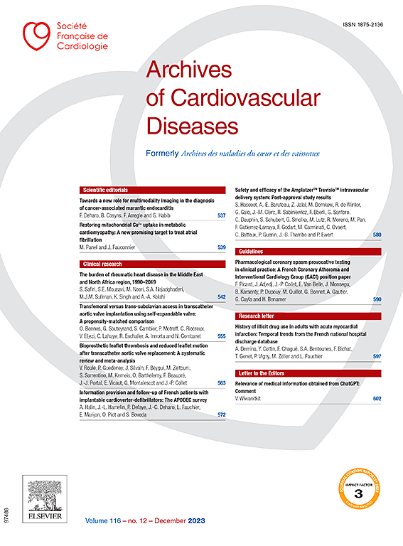 Go to journal home page - Archives of Cardiovascular Diseases
